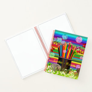Carnet Porte-crayons Bulles Papillons Marguerites