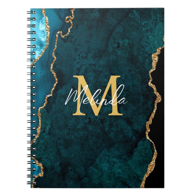 Carnet Porte en marbre bleu turquoise et or (Devant)