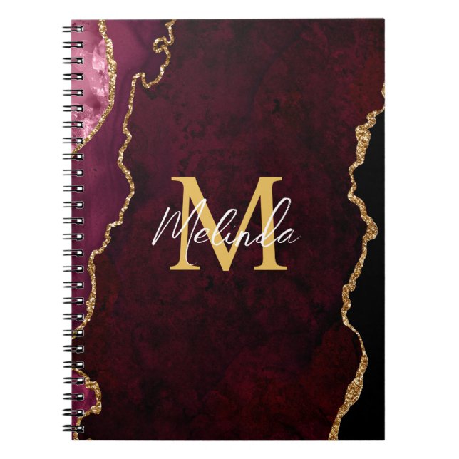 Carnet Porte en marbre rouge et or (Devant)