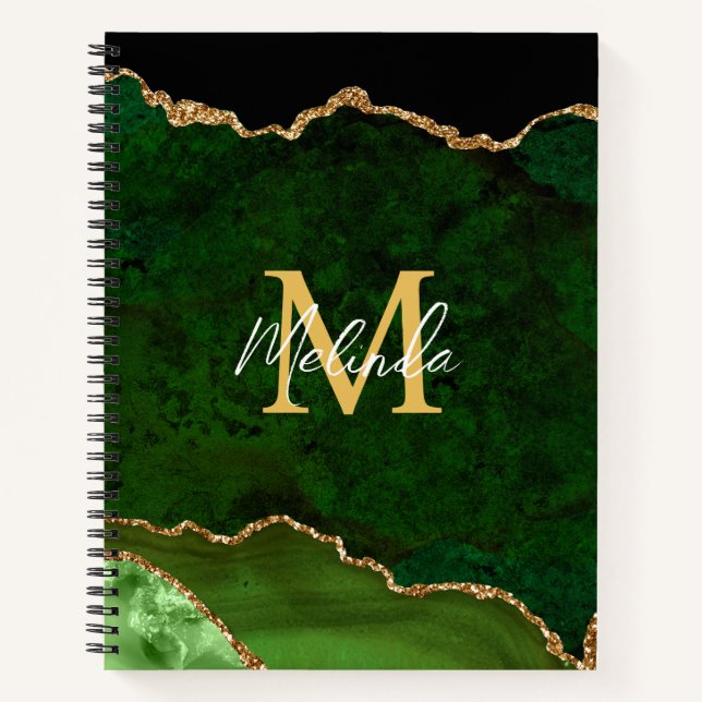 Carnet Porte en marbre vert et or (Devant)