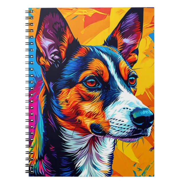 Carnet Portrait abstrait de chien Basenji (Devant)
