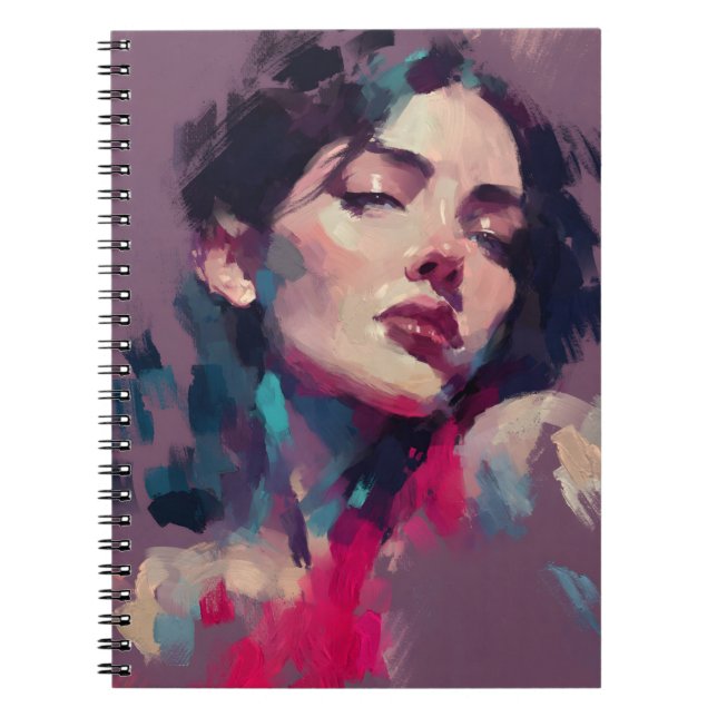 Carnet Portrait Abstrait de Lumière Néon (Devant)