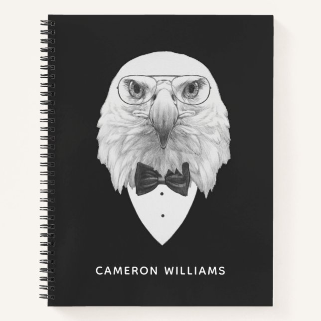 Carnet Portrait d'aigle classique | Ajouter Votre Nom (Devant)