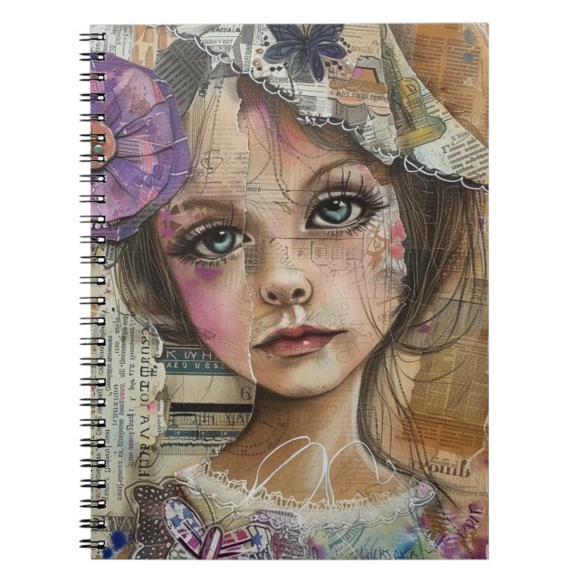 Carnet Portrait d'art en collage multimédia (1) (Devant)