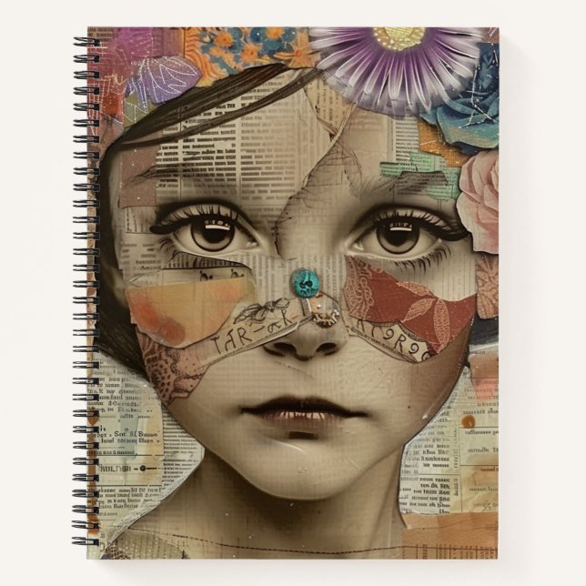 Carnet Portrait d'art en collage multimédia (10) (Devant)