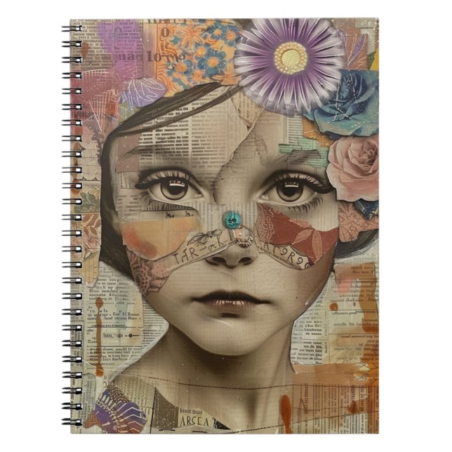 Carnet Portrait d'art en collage multimédia (10) (Devant)