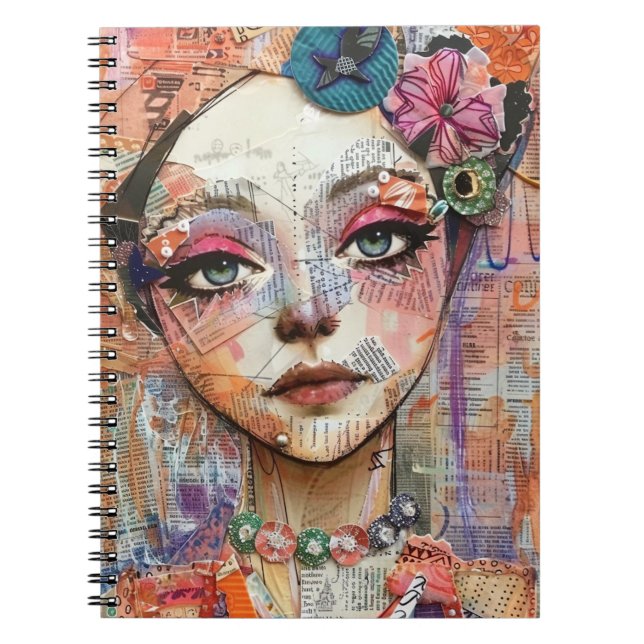 Carnet Portrait d'art en collage multimédia (11) (Devant)