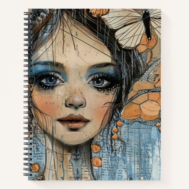 Carnet Portrait d'art en collage multimédia (12) (Devant)