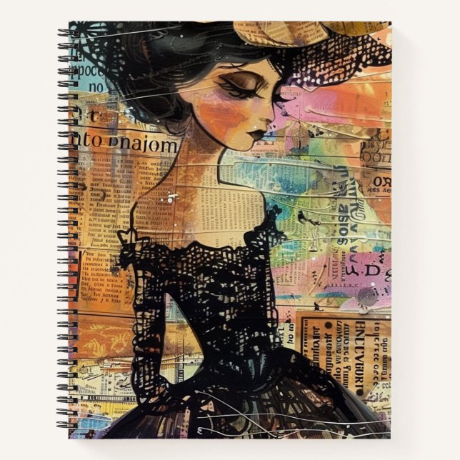 Carnet Portrait d'art en collage multimédia (4) (Devant)