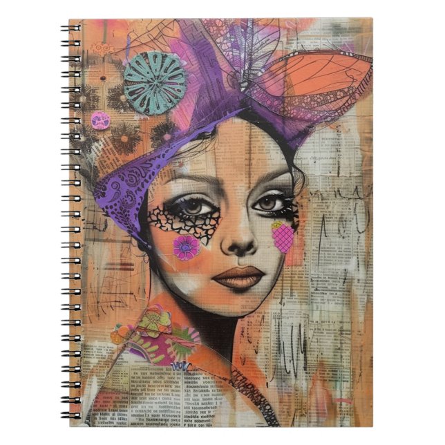 Carnet Portrait d'art en collage multimédia (5) (Devant)