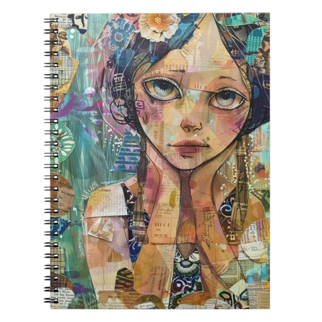 Carnet Portrait d'art en collage multimédia (8) (Devant)