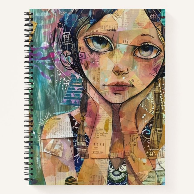 Carnet Portrait d'art en collage multimédia (8) (Devant)