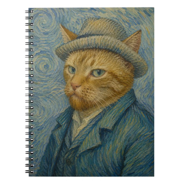 Carnet Portrait de chat autoportrait de Van Gogh Parodie  (Devant)
