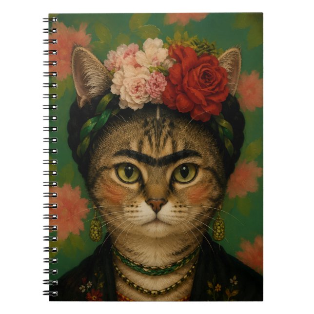 Carnet Portrait de chat de Frida Kahlo, impression d'art  (Devant)