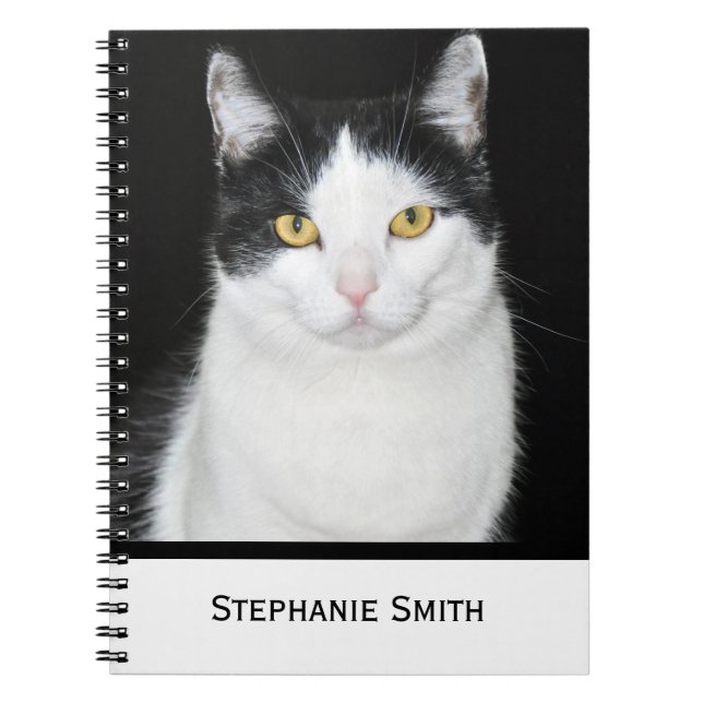 Carnet Portrait de chat noir et blanc (Devant)