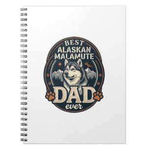 Carnet Portrait de chien père Malamute d'Alaska Badge Mon