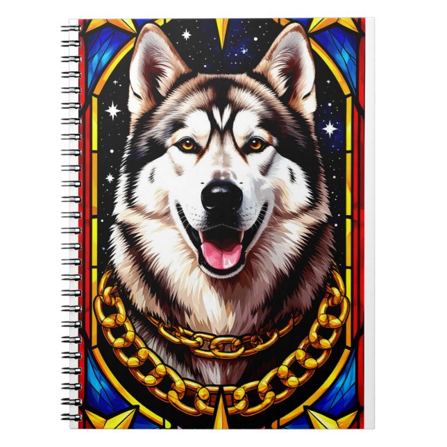 Carnet Portrait de Husky royal avec chaîne en or (Devant)