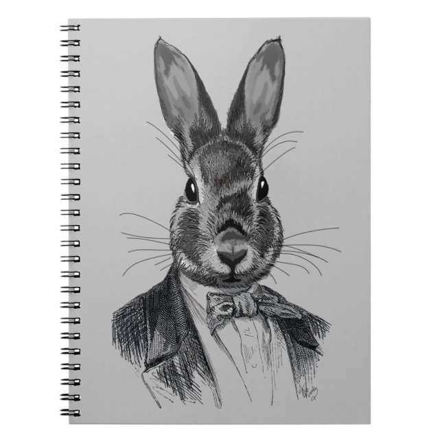 Carnet Portrait de lapin en costume (Devant)