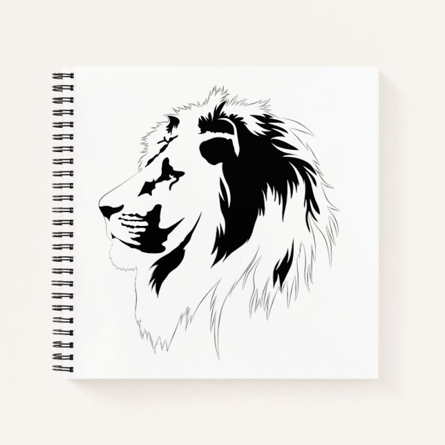 Carnet Portrait de lion (noir) (Devant)