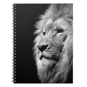 Carnet Portrait de Lion noir blanc - Photographie d'anima