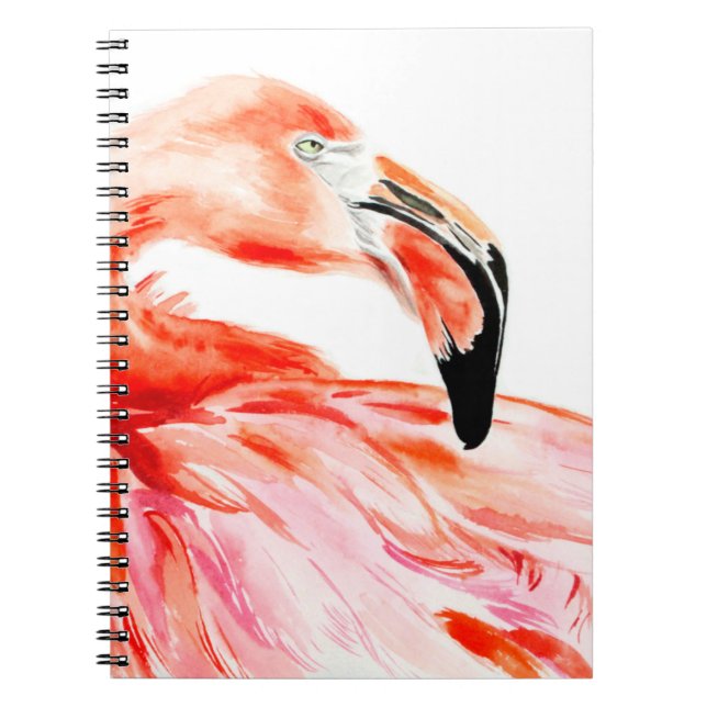 Carnet Portrait de profil d'oiseau rose Flamant rose, bea (Devant)