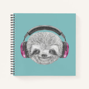 Carnet Portrait De Sloth Porter un casque