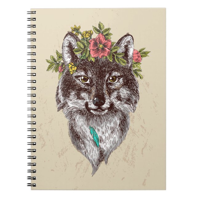 Carnet Portrait de Wolf de style Boho (Devant)