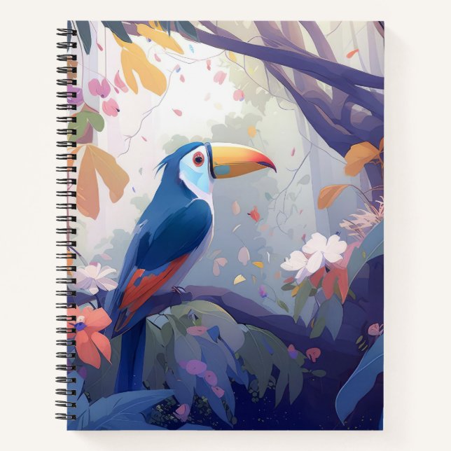 Carnet Portrait d'oiseaux du Toucan Peinture d'animaux Fa (Devant)
