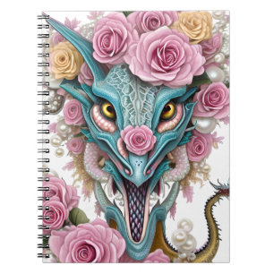 Carnet Portrait d'une belle tête de dragon rose lunatique