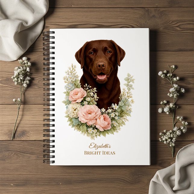 Carnet Portrait floral de Labrador chocolat (Créateur téléchargé)