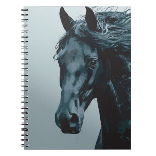 Carnet Portrait majestueux d'un cheval noir