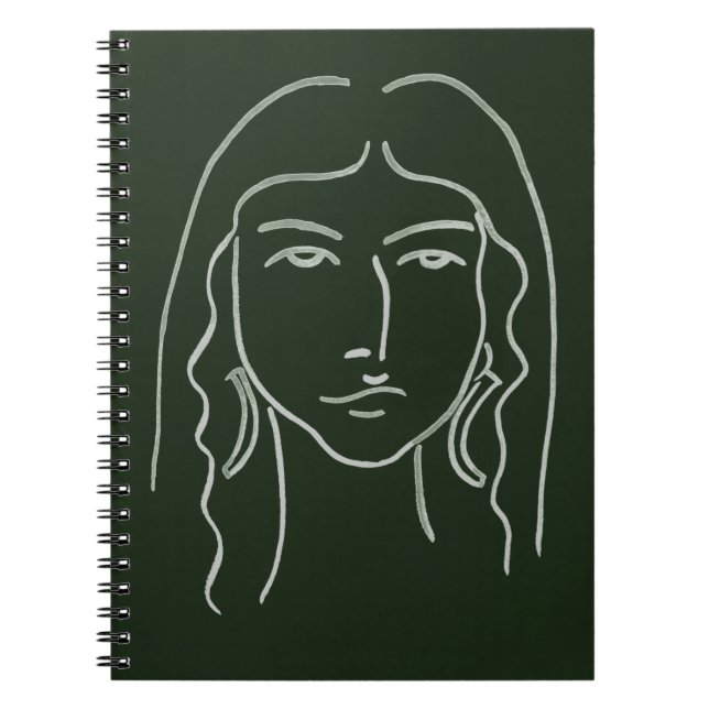 Carnet Portrait malachite avec cheveux longs (Devant)