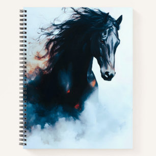 Carnet Portrait minimaliste de cheval noir de course