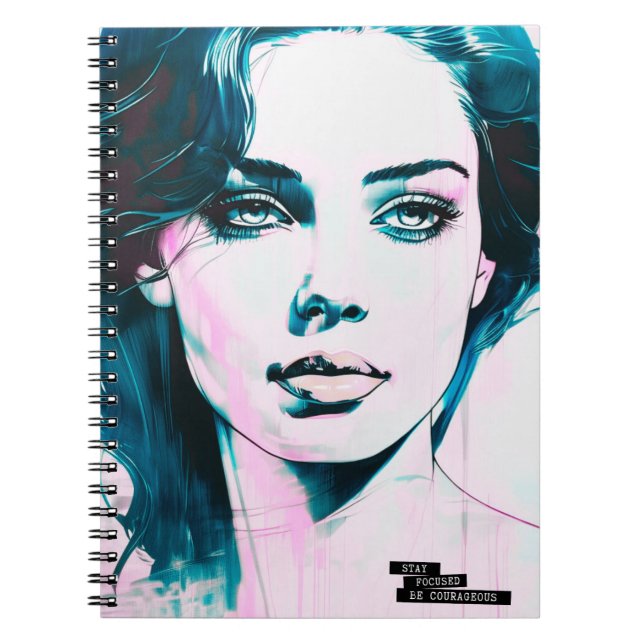 Carnet Portrait Rose Restez Concentré , Soyez Courageux (Devant)