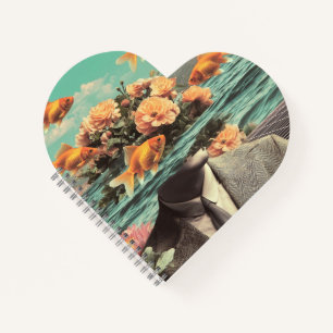 Carnet Portrait surréaliste avec fleurs de poisson doré e
