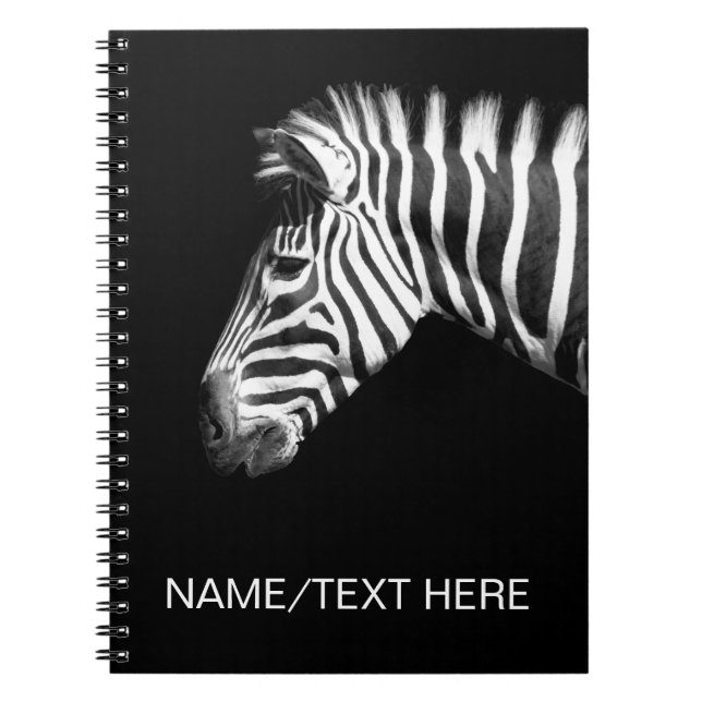 Carnet Portrait Zebra sur le nom ou le texte personnalisé (Devant)