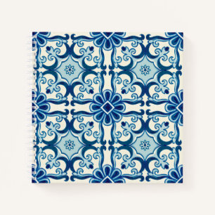 Carnet Portugais Azulejos Blue Floral Motif