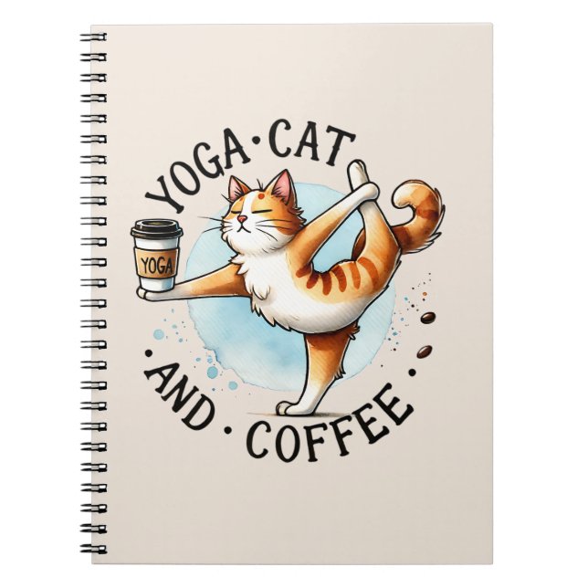 Carnet Pose de Yoga de chat - Yoga Chat et Café (Devant)