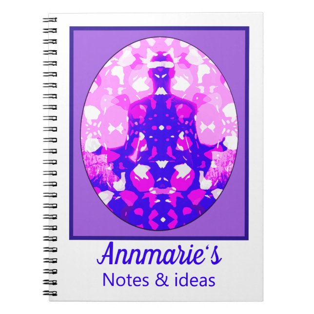 Carnet Pose de yoga rose spirituel sur pourpre (Devant)