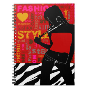 Carnet Posh Popp Fashion Zebra rouge hot rose or