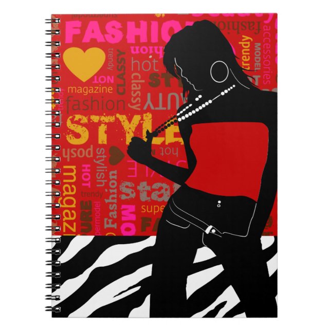 Carnet Posh Popp Fashion Zebra rouge|hot rose|or (Devant)
