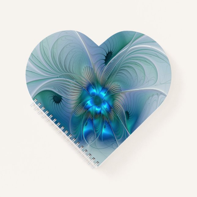 Carnet Position, Abstrait bleu turquoise fractal (Devant)