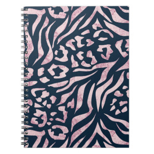 Carnet Poster de animal, léopard, tigre, bleu, rose, peau