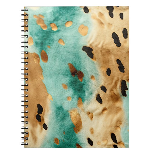 Carnet Poster de animal noir Turquoise or (Devant)