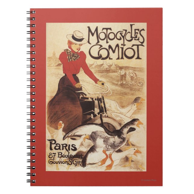 Carnet Poster de promotion Comiot Motocycles femme et oie (Devant)