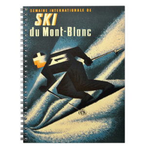 Carnet Poster de ski Vintage Mont Blanc 1951