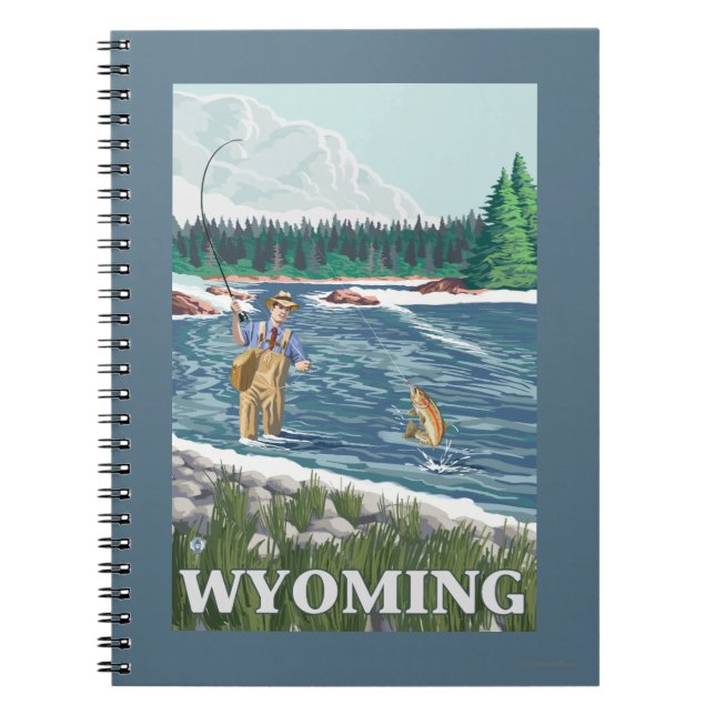 Carnet Poster de voyage Vintage FishermanWyoming (Devant)