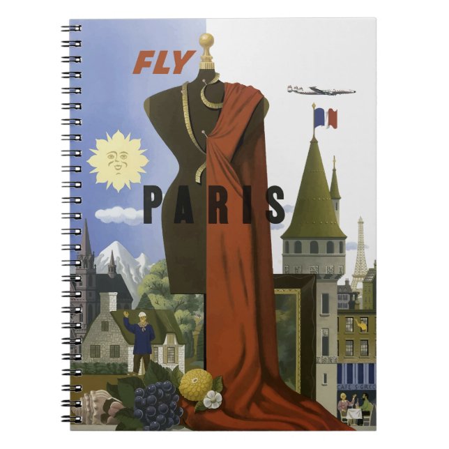 Carnet Poster du Vintage voyage Fly Paris France (Devant)