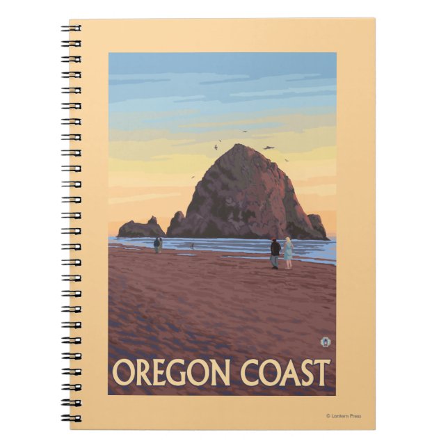 Carnet Poster du Vintage voyage Haystack Rock (Devant)