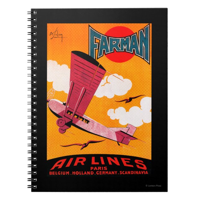 Carnet Poster Monoplane F-170 de Farman Brothers Airlines (Devant)